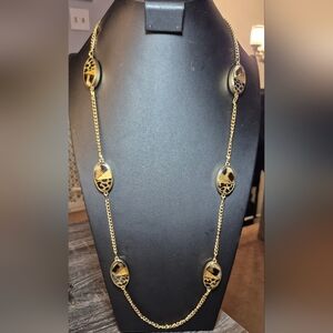 Vintage Chicos Necklace Leopard/Animal Print Large Chunky Beads